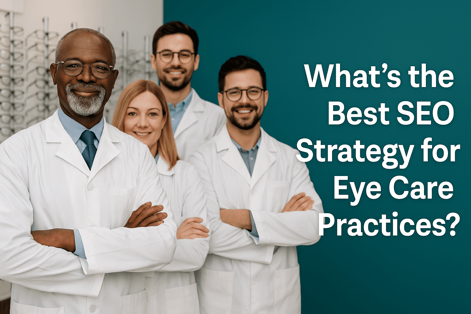 Doctors standing in unison to promote ways to do SEO For your Eye Care Practice